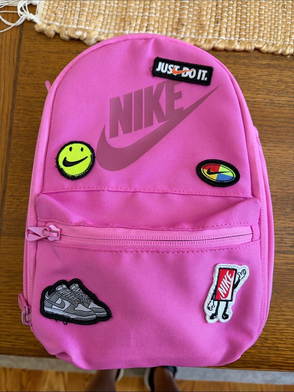Nike Pink Kids Mini Backpack lunchbox with Patch Accents